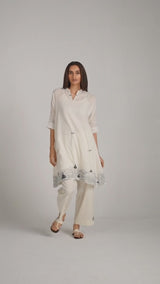 Cream and Black Woven Cotton Co-ord Set