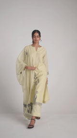 Butter Yellow Chanderi Woven Kurta Set