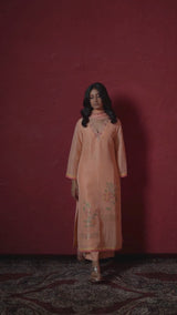 Peach Nectar Linen Woven Salwar Suit