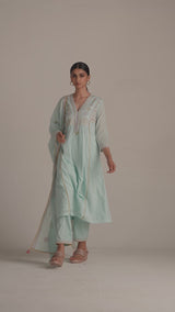 Fair Aqua Mul-Mul Kurta Set