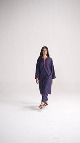 Deep Blue Mul-Chanderi Co-ord Set