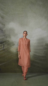 Canyon Clay Woven Chanderi Checks Co-ord Set