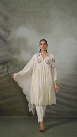 Ivory Mul-Cotton Festive Kurta Set