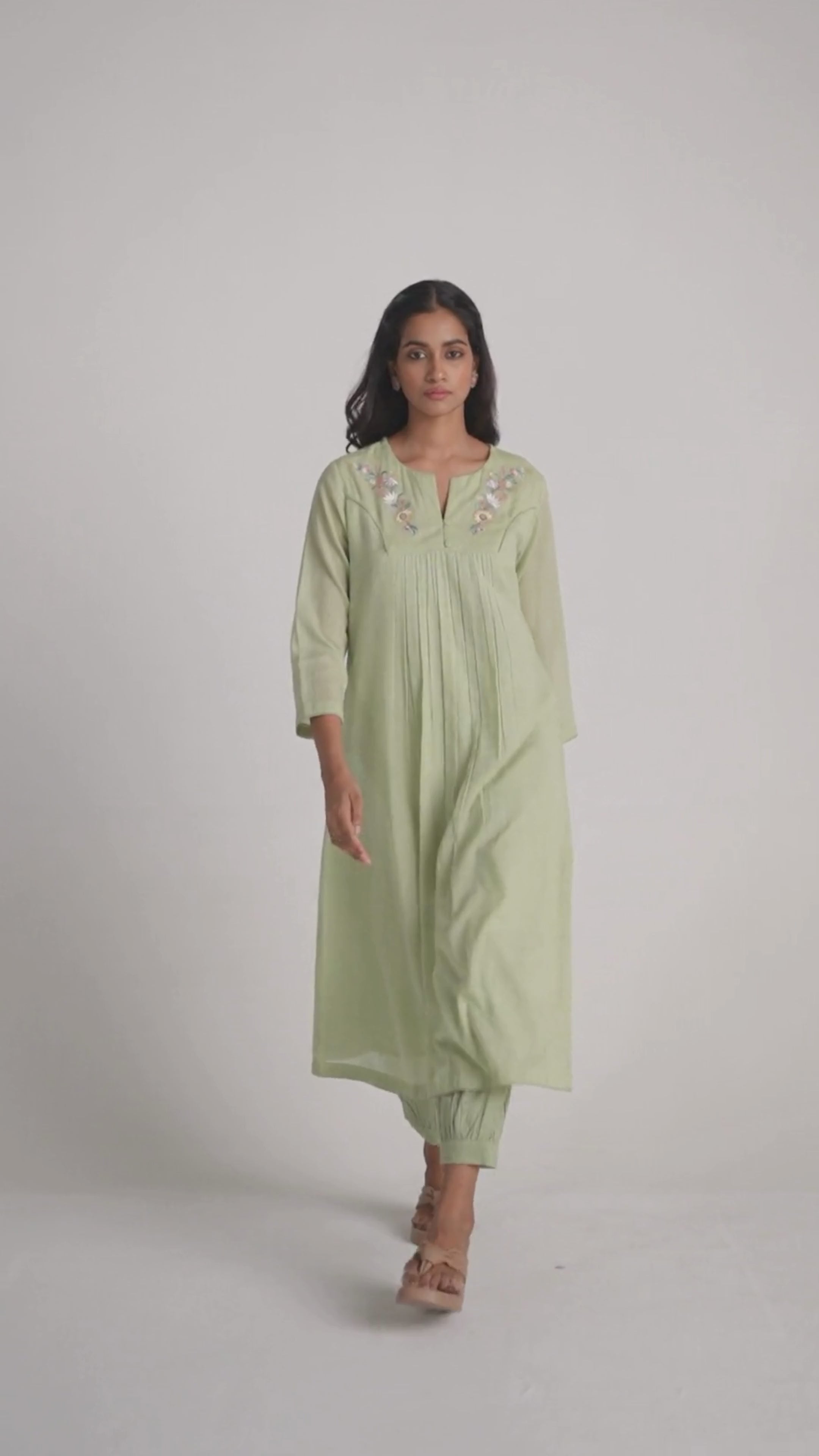 Quient Green Mul-Mul Co-ord Set