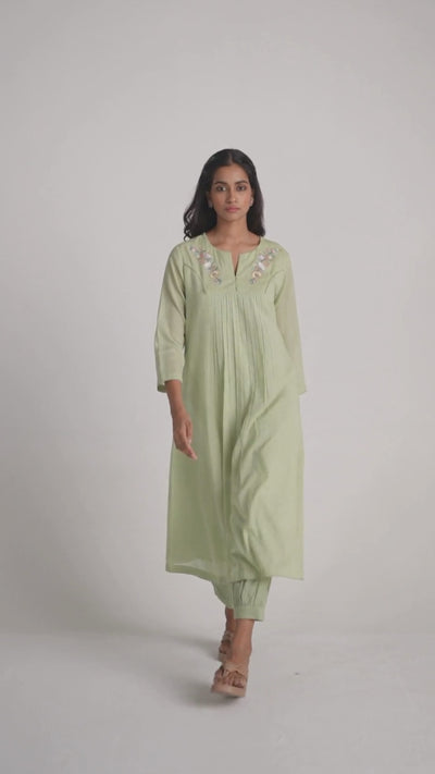 Quient Green Mul-Mul Co-ord Set