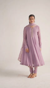Dusky Orchid Georgette Anarkali Kurta Set