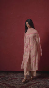 Apricot Illusion and Pink Print Salwar Suit