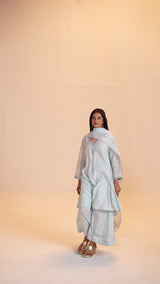 Misty Blue Chanderi Festive Kurta Set