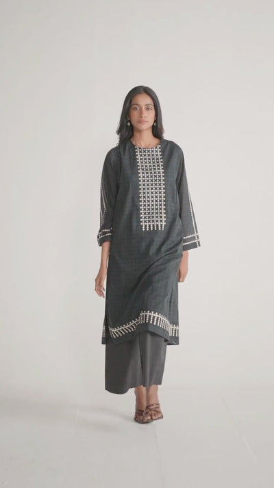 Black & White Mul Mul Print Co-Ord Set