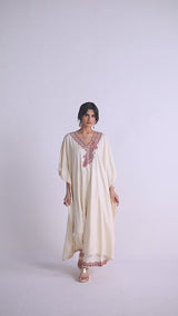 Antique White Pashmina Kaftan Set