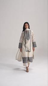 Butter Creame Woven Kurta Set