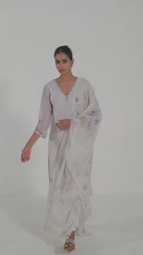 Lily White and Fair Orchid Bemberg Silk Salwar Suit