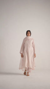 Mauve Chalk Pure Chanderi Kurta Set