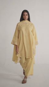Jojoba Yellow Chanderi Kurta Set