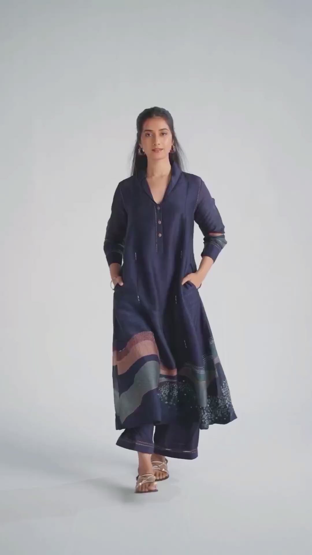 Outer Space Blue Silk Co-Ord Set for Women 