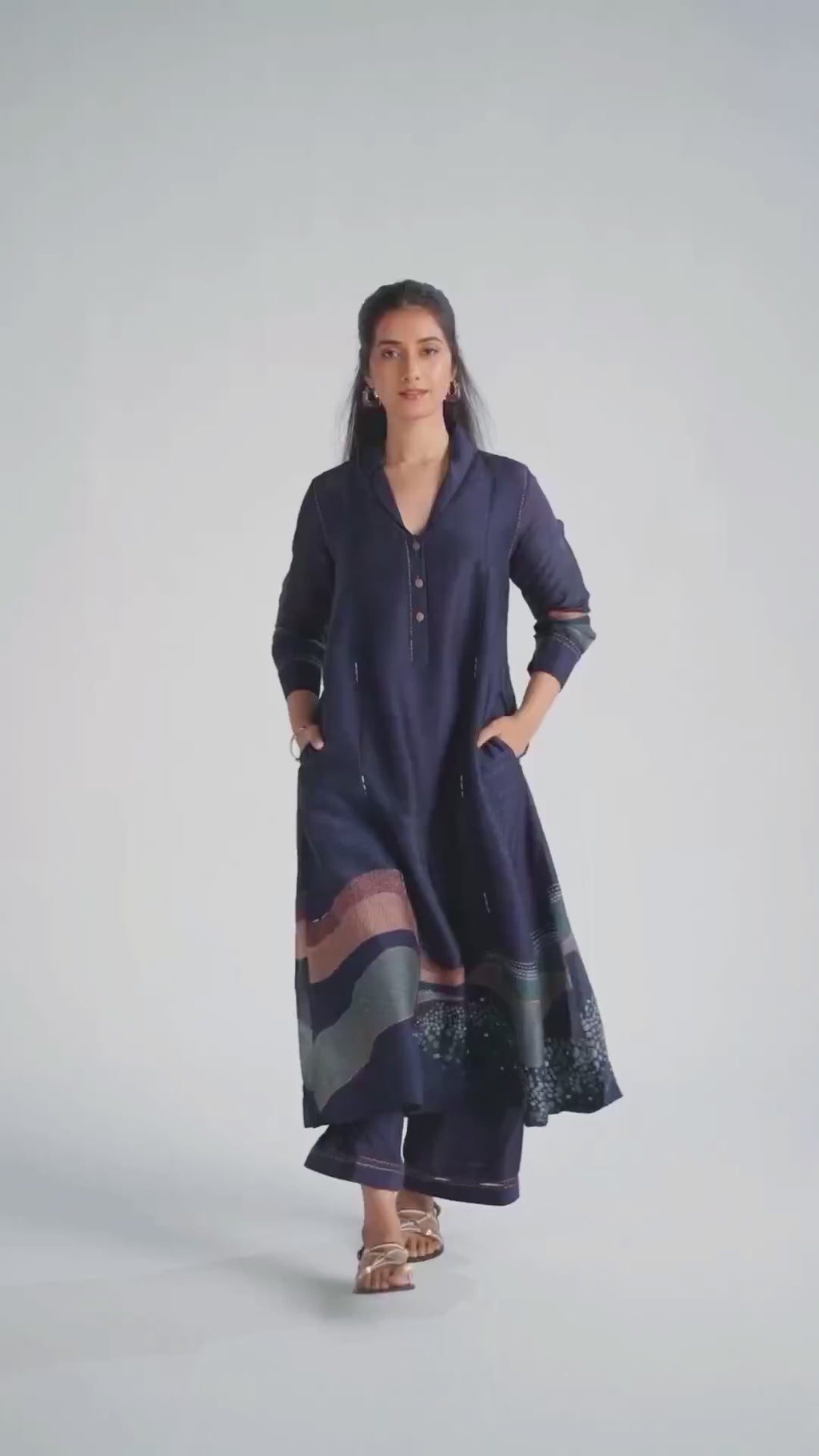 Outer Space Blue Silk Co-Ord Set for Women 