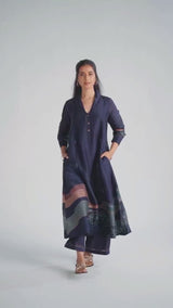 Outer Space Blue Silk Co-Ord Set for Women 