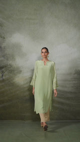 Celadon Green And Beige Crepe Silk Co-ord Set