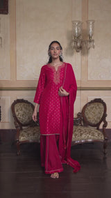 Virtual Pink Woven Silk Salwar Suit