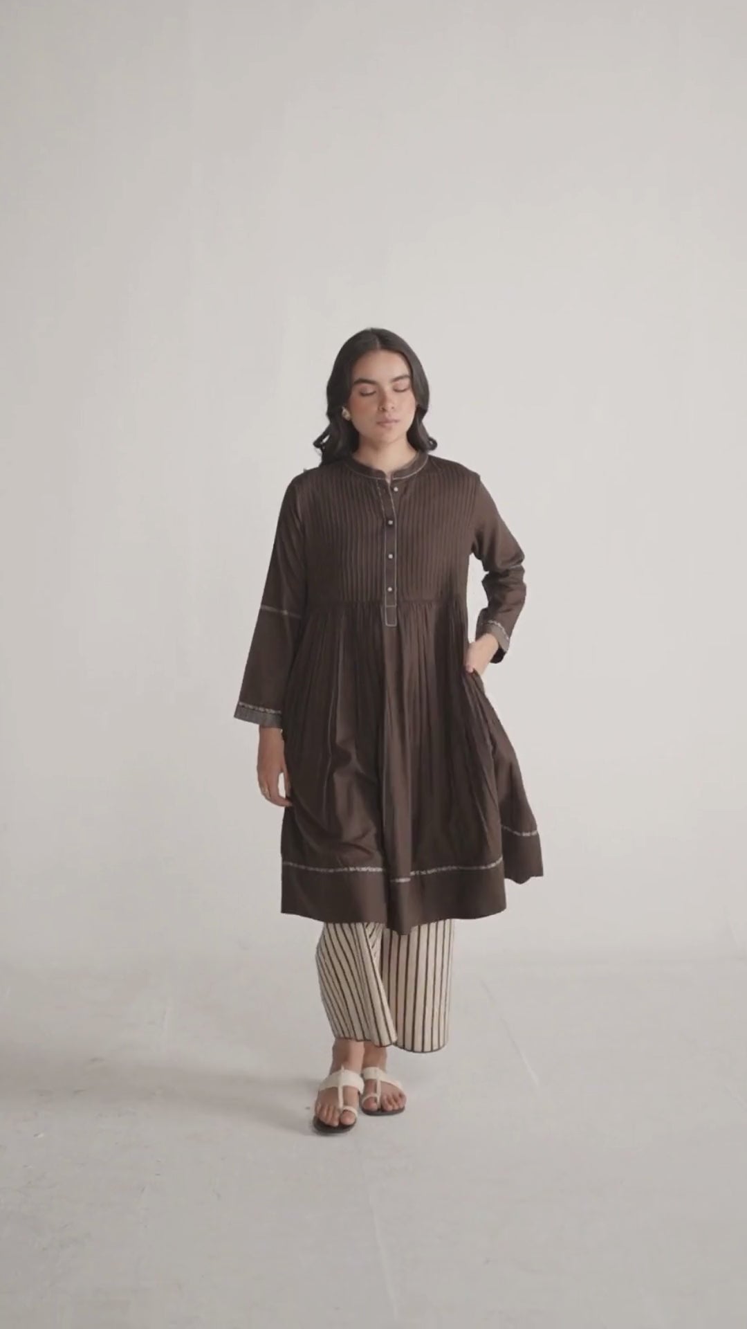 Dark Chocolate Brown & Beige Co-ord Set for Women