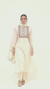 Dew Beige Salwar Suit with Patola Patch Work