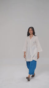 Off-White and Blue Cotton Co-ord Set