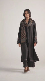 Black Pashmina Kurta Set