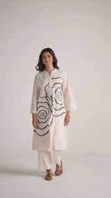 Cream and Black Cotton Print Co-ord Set