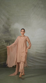 Praline Brown Bemberg Silk Festive Kurta Set