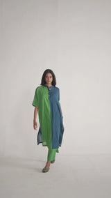 Blue and Green Mul Mul Co Ord Set