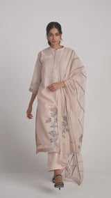 Sepia Rose Woven Chanderi Kurta Set