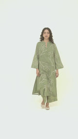 Calliste Green Cotton Printed Co-ord Set