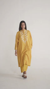 Yellow & Cream Mul Mul Print Co-Ord Set