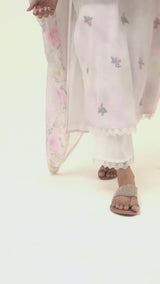 Orchid Tint Printed and Embroidered Salwar Suit