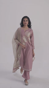 Lilac and Beige Woven Salwar Suit