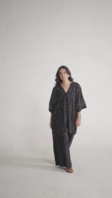 Black Mul-Mul Kaftaan Co-ord Set
