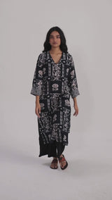 Black Cotton Kurta