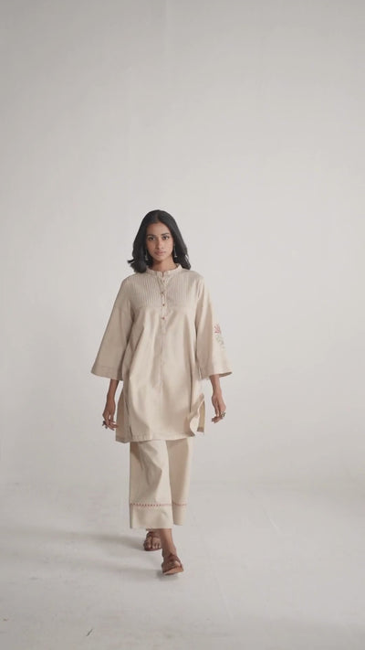 Brown Rice Co-ord Set – Solid Ethnic Wear | Ganga Fashions