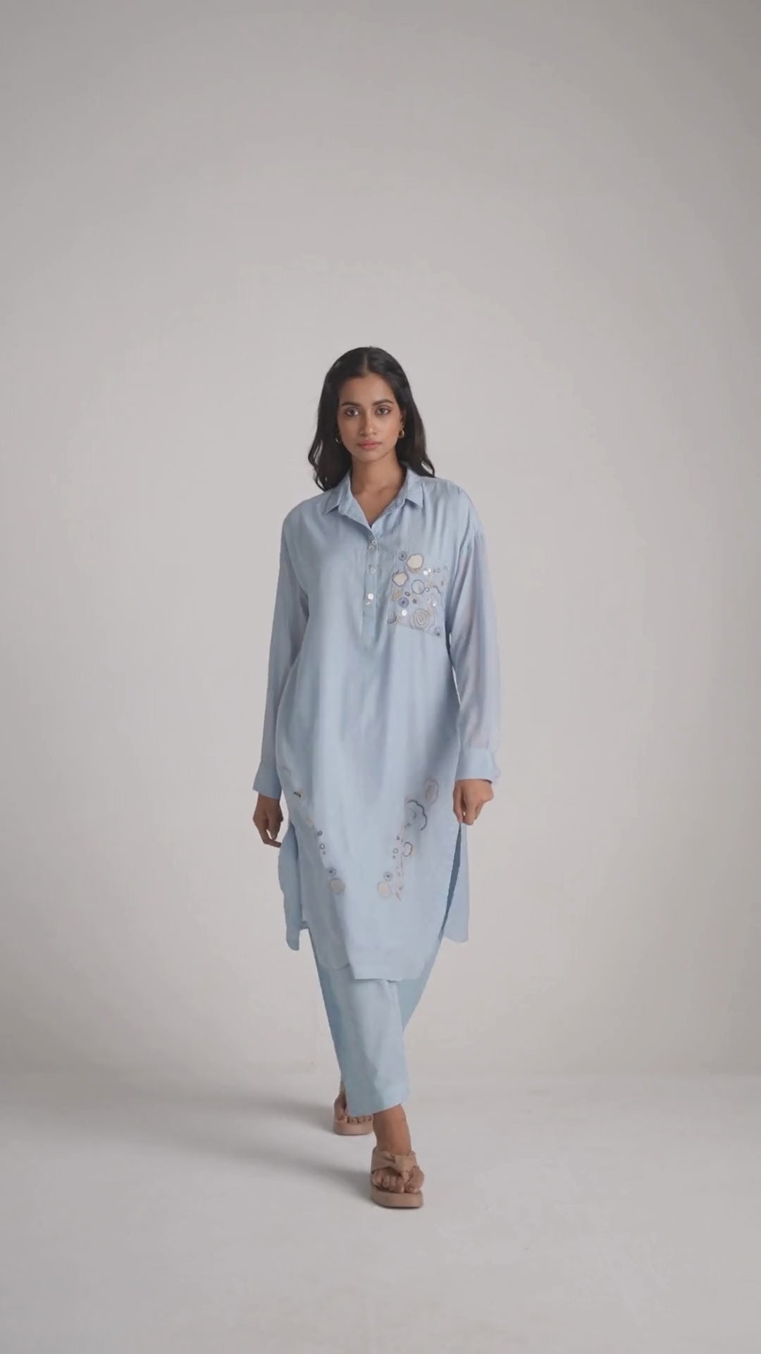 Soft Sky Blue Mul-Mul Co-ord Set