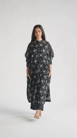 Black Floral Print Co-ord Set
