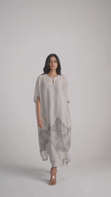 Ash Grey Silk Kaftaan Co-ord Set