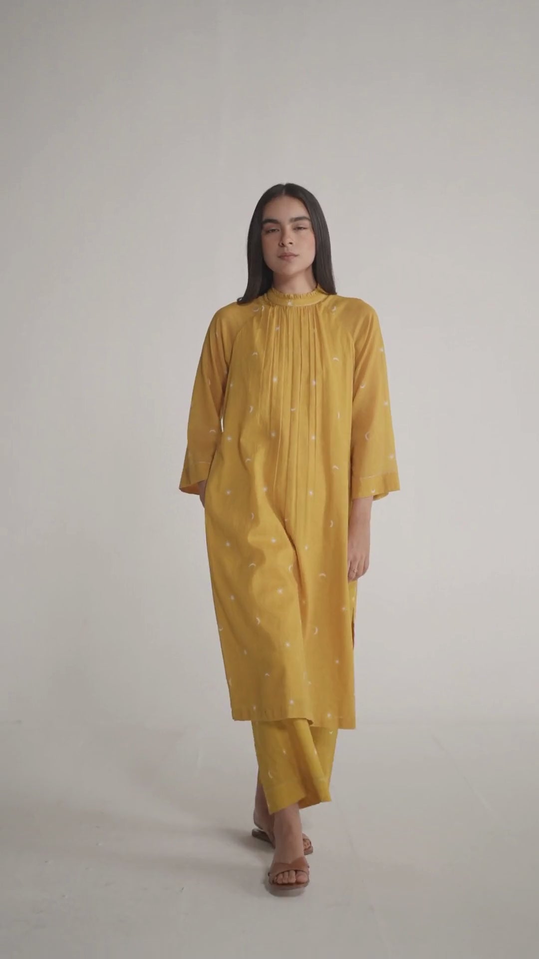 Nugget Gold Yellow Mul Mul Co-ord Set for Women