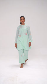 Ice-Blue Mul-Chanderi Co-ord Set