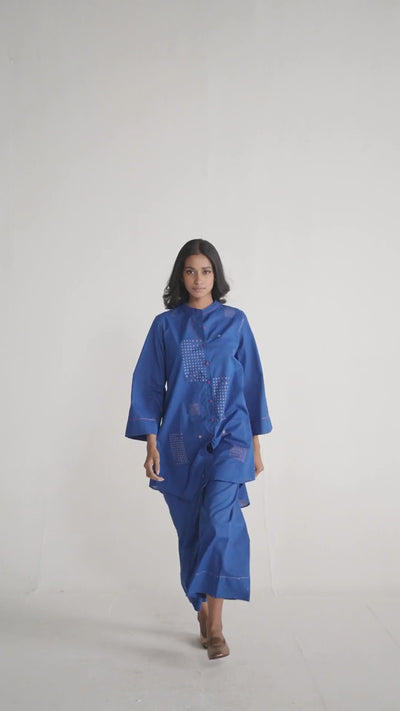 True Blue Cotton Co-ord Set for Women