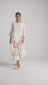 Ivory Jamdani Woven Pure Cotton Co-ord Set