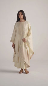 Cloud Cream Pashmina Kurta Set