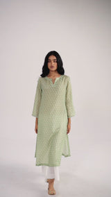 Pistachio Green Silk Kurta