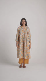 Beige and Mustard Cotton Print Co-ord Set