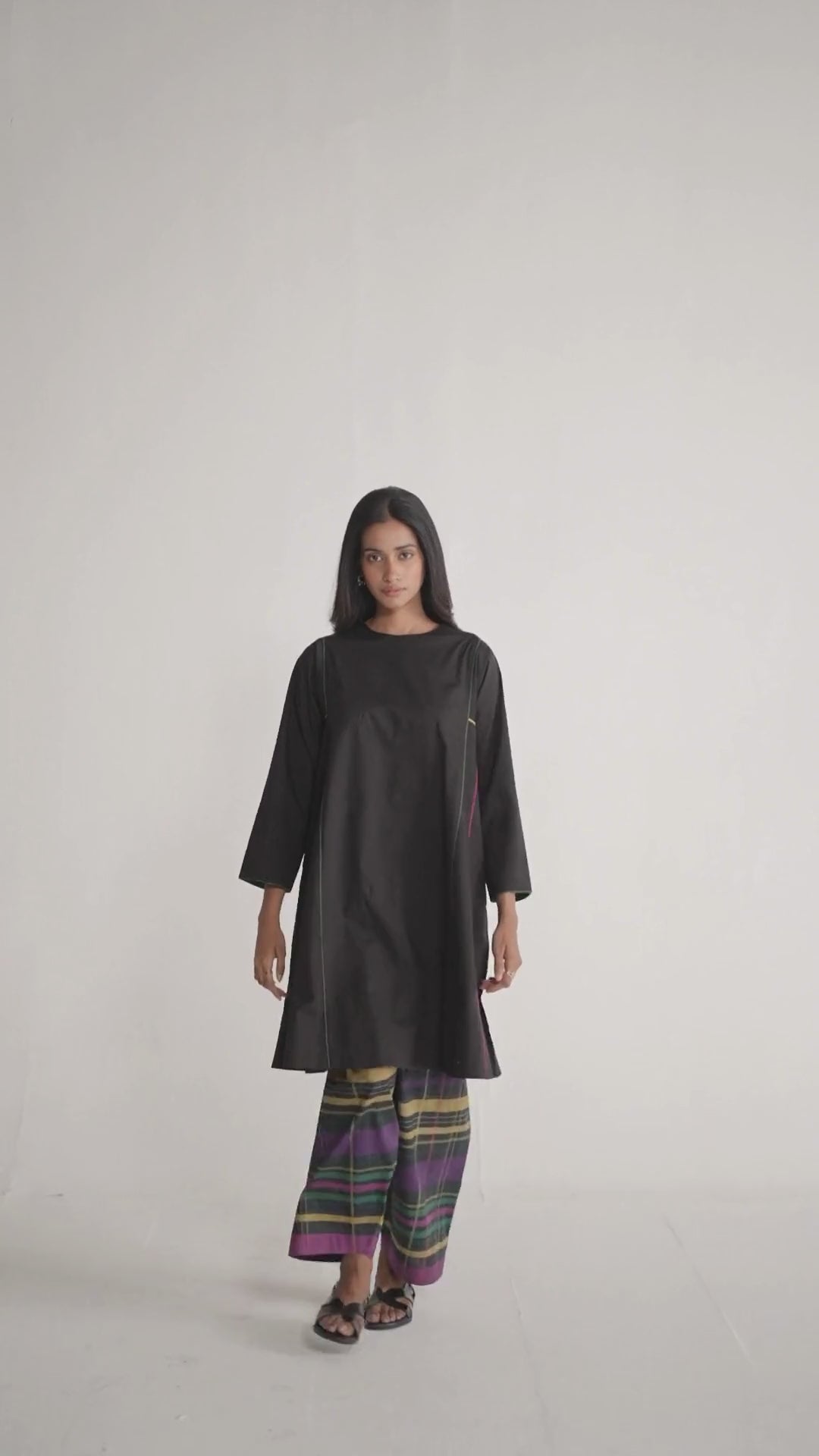 Black Multi Colour Checkard Co Ord Set
