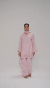 Light Pink Mul-Chanderi Kurta Set